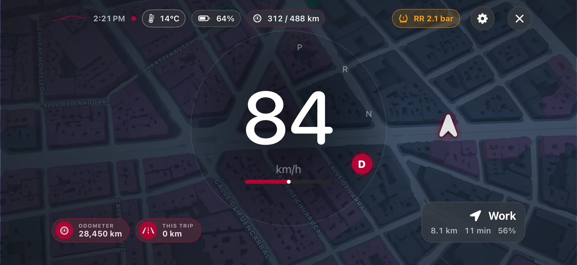 Real Tesstats Driver Display in landscape mode